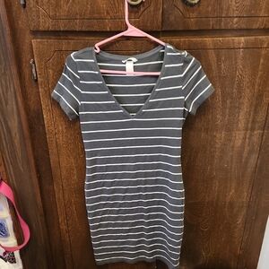 H&M Green Striped Dress